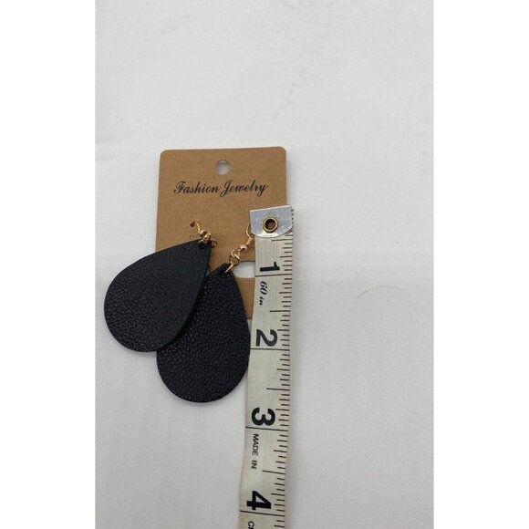 Women's Black Teardrop Statement Earrings Fashion Jewelry Hook Style Lightweight - Picture 5 of 5